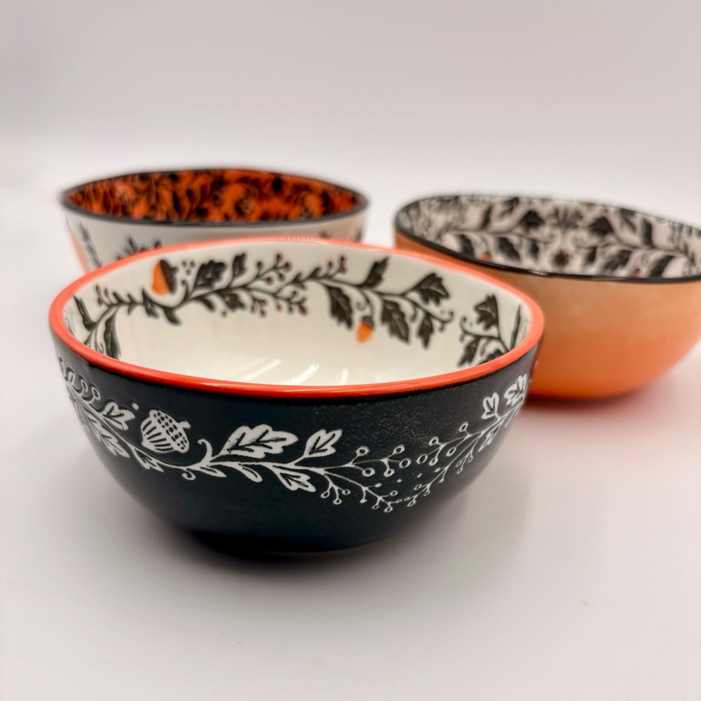 Prima Design Kendra Shedenhelm Halloween Fall Ceramic Snack Bowls Set of 3